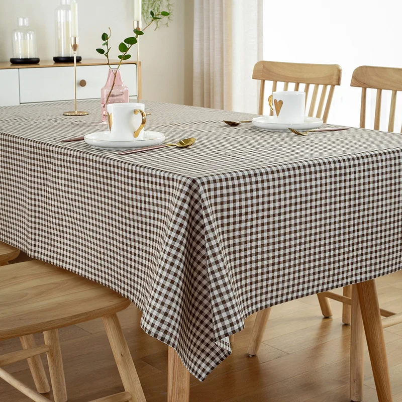 Thickening Lattice Fabric Tablecloth Pillow Sofa Fabricsmall Square Lattice Cloth Picnic Pastoral Small Fresh Cotton and fabric