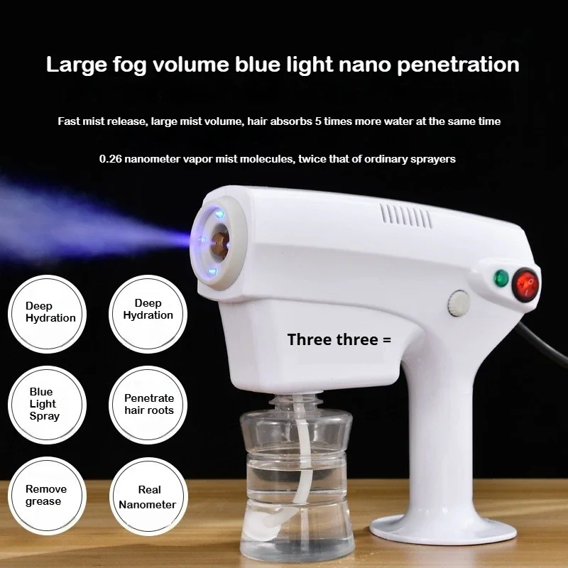 Barber Nano Blue Light Sprayer Negative Ion Electric  Steam Spray Disinfection Gun Atomizer Tools For Salon Perm Hydration Care