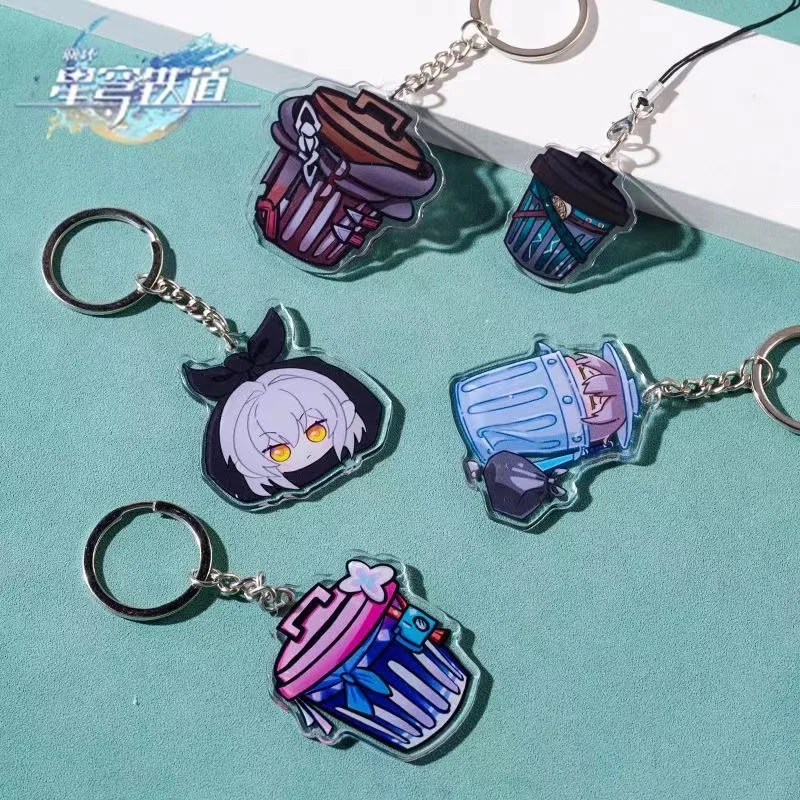 AnimeGame Honkai: Star Rail Garbage Bin Series Dan Heng Himeko Acrylic Keychain Keyring Pendant Cosplay Bag Accessories Gift