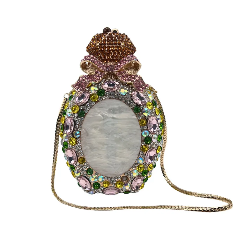 

New perfume bottle Evening Clutch Bag Party Wedding Women 2025 Luxury Designer Rhinestone Metallic Purses Fruit Crystal Handbag