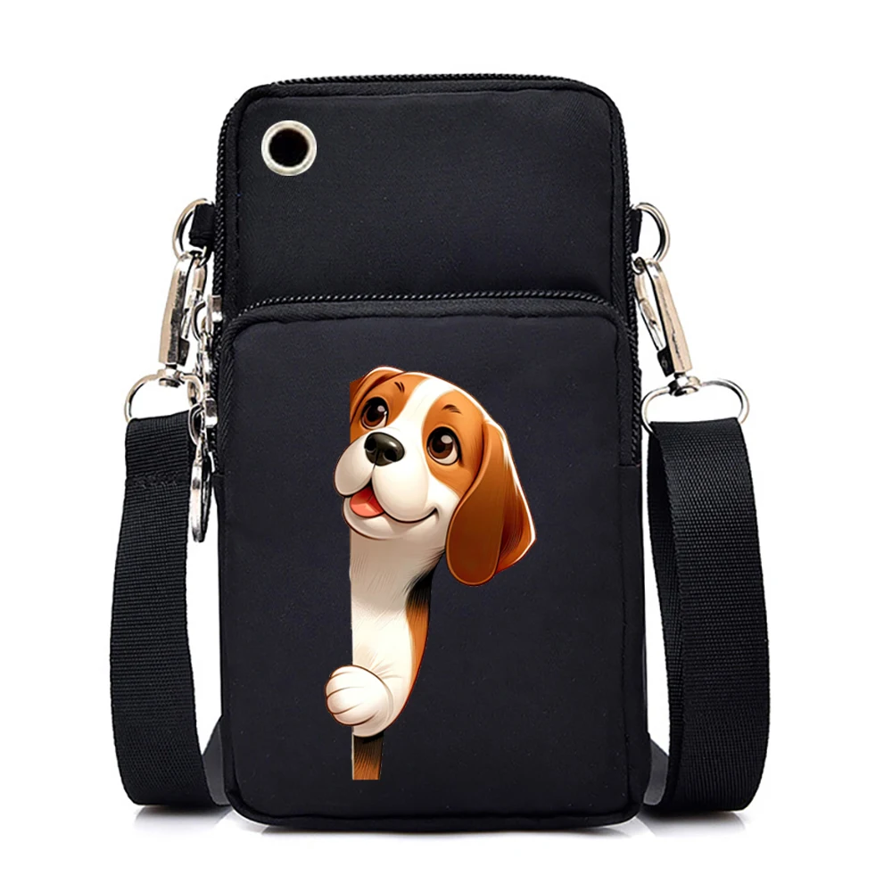 New Mobile Phone Bag Funny Anime Dog Print Shoulder Messenger Bag Women Men Coin Purse Handbag Animal Lover Small Crossbody Bag