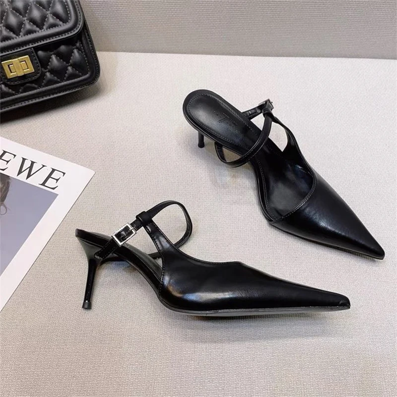 Sexy Pointed Toe Slippers Women High Heels Mules Shoes Summer 2024 Fashion Dress Slingback Sandals Pumps Flip Flops Mujer Slides