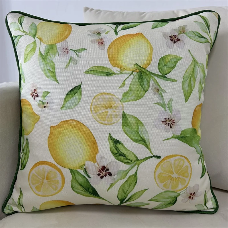 

Outdoor Waterproof Cushion Cover Lemon Printed Pillow Case