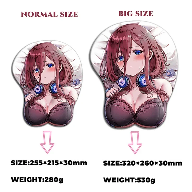 Custom big size 3D Breast Mouse Pad Anime Customization Sexy Oppai Kawaii Desk Pad with Wrist Rest for mousepad gamer