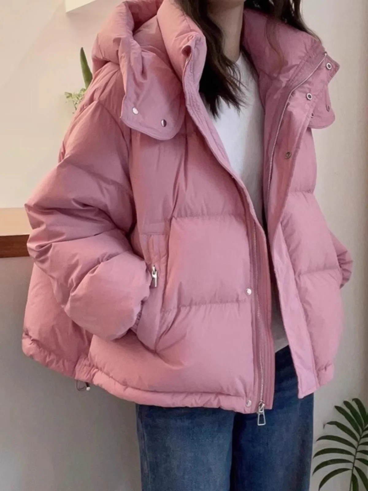 

plus Size Women's Short down Cotton Jacket Hooded Versatile American Style Bread Coat Spring 2026 Early Season New Arrival