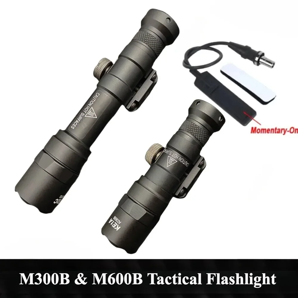 Tactical Led Strobe Flashlight M300B M600B Gun Light with Dual Function Pressure Switch Fit 20mm Rail for Outdoor Hunting