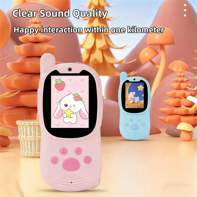 Kids Walkie-talkie LCD Display Screen Button Operation Rechargeable High-capacity Battery Clear Dialogue Children's Gift Toys