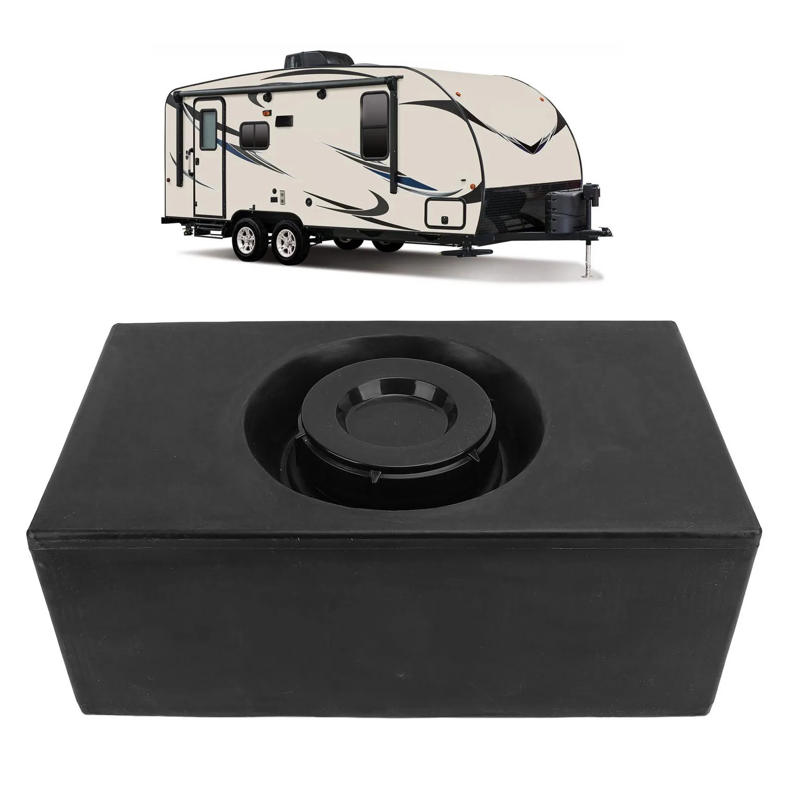 

8 Gallon RV Water Storage Tank Food Grade PE Fresh Water Holding Tank LLDPE for Trailer Camper Boat Yacht Black