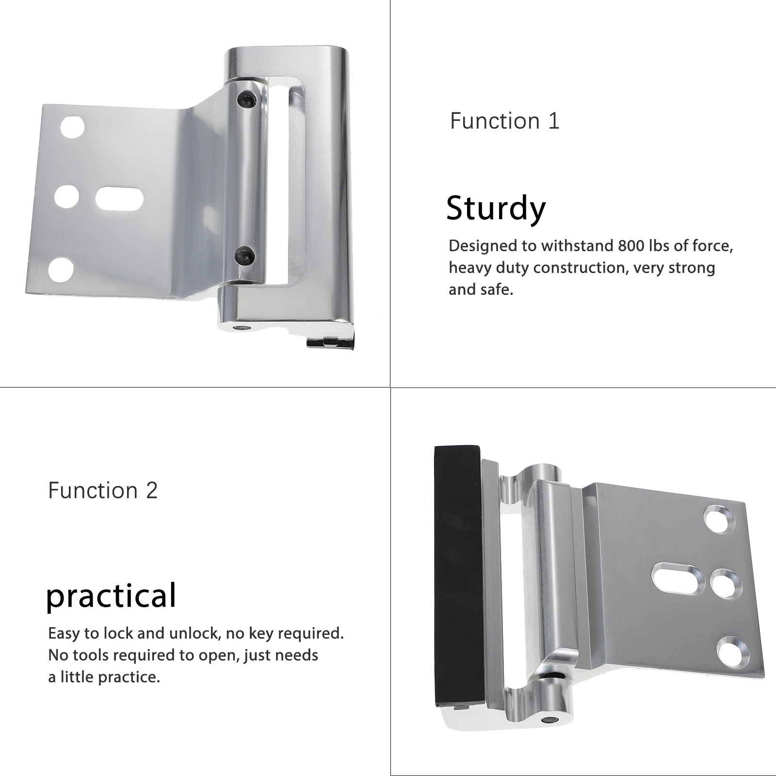 

Heavy Duty Reinforcement 800 Lbs Strength Security Latch Lock Child Proof Front Easy Install Spring Loaded Design Locklatch For