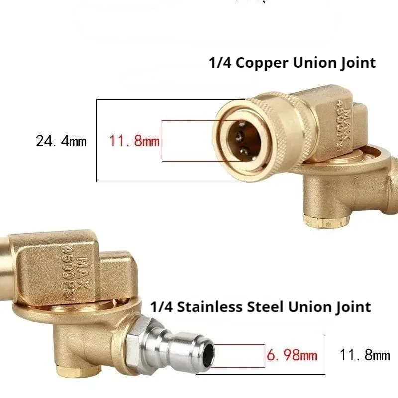 High Pressure Washer Quick Connect Adapter, 1/4" Brass Swivel Nozzle, 5 Angle 180° Rotating Head, 4500PSI Car Wash Tool image 5
