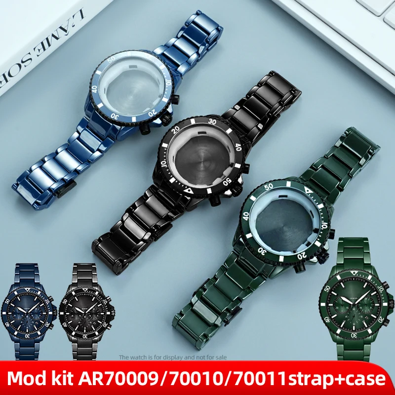 Black/Green/Blue/Ceramic/Watch/Case/Band/mod/kit/For/Armani/AR70009/70010/AR70011/series/Replacement/Ceramic/Bracelet/with/tools