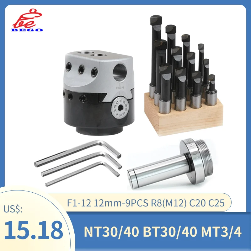 F1 2/3/4 inch 50/75/100mm F1 Type Boring Head 12/18/25mm Lathe Boring Bar Milling Holder For Milling Machine Tools Hex Wrenche