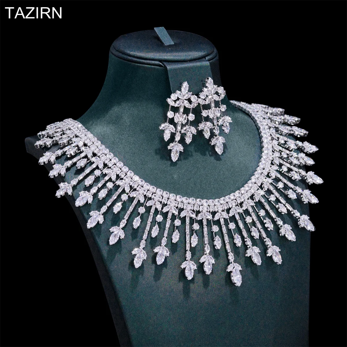 TAZIRN Arabic Dubai Luxury CZ Wedding Jewelry 2/4PCS Set for Women 5A Cubic Zirconia Bridal Accessories Banquet Anniversary Gift