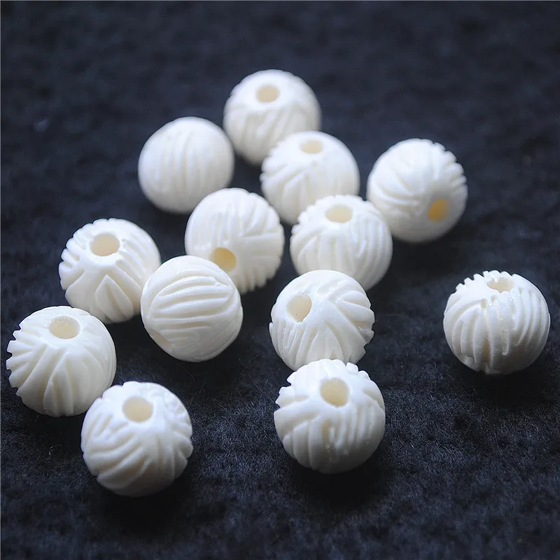 10PCS Spacer Beads Natural OX Bone Material 10MM 12MM Big Hole 3.0MM For Fashion Women Bracelet Making Accessories Free Shipping