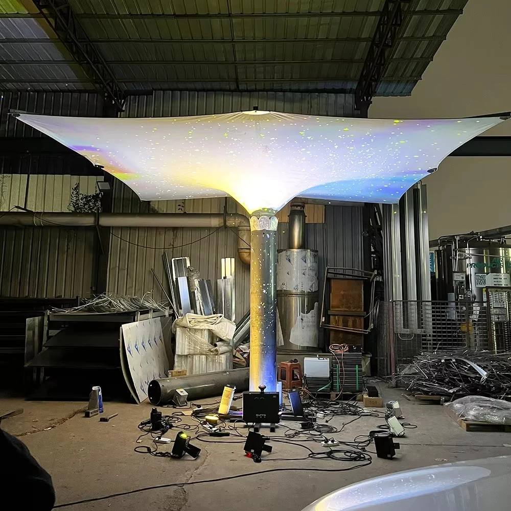 

Landscape Electric Umbrella Heavy Duty Windproof Waterproof Solar Pattern Spraying Cafe Bar Square Outdoor Shading