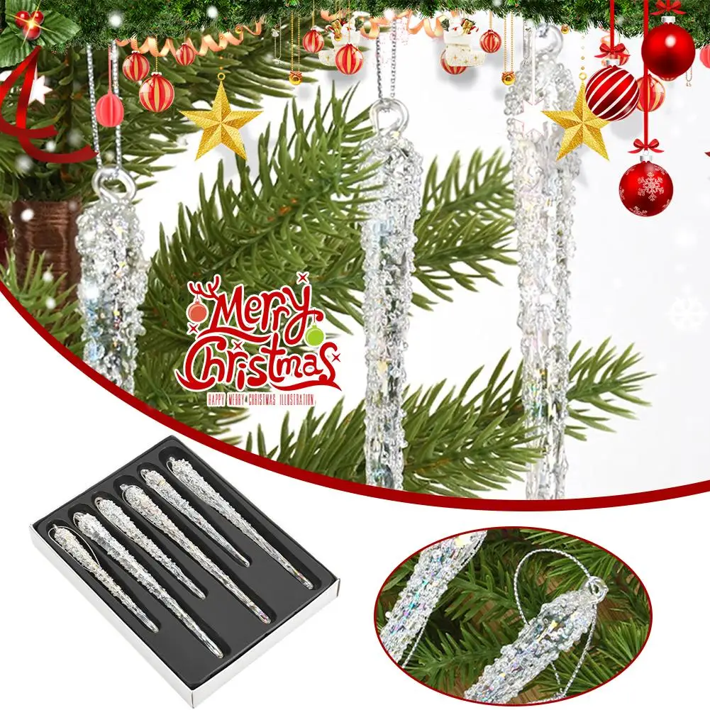 

Xmas Decoration Supplies Colorful Transparent Acrylic Hanging Ice Decoration Bar Decoration Tree Hanging Christmas D5Q5