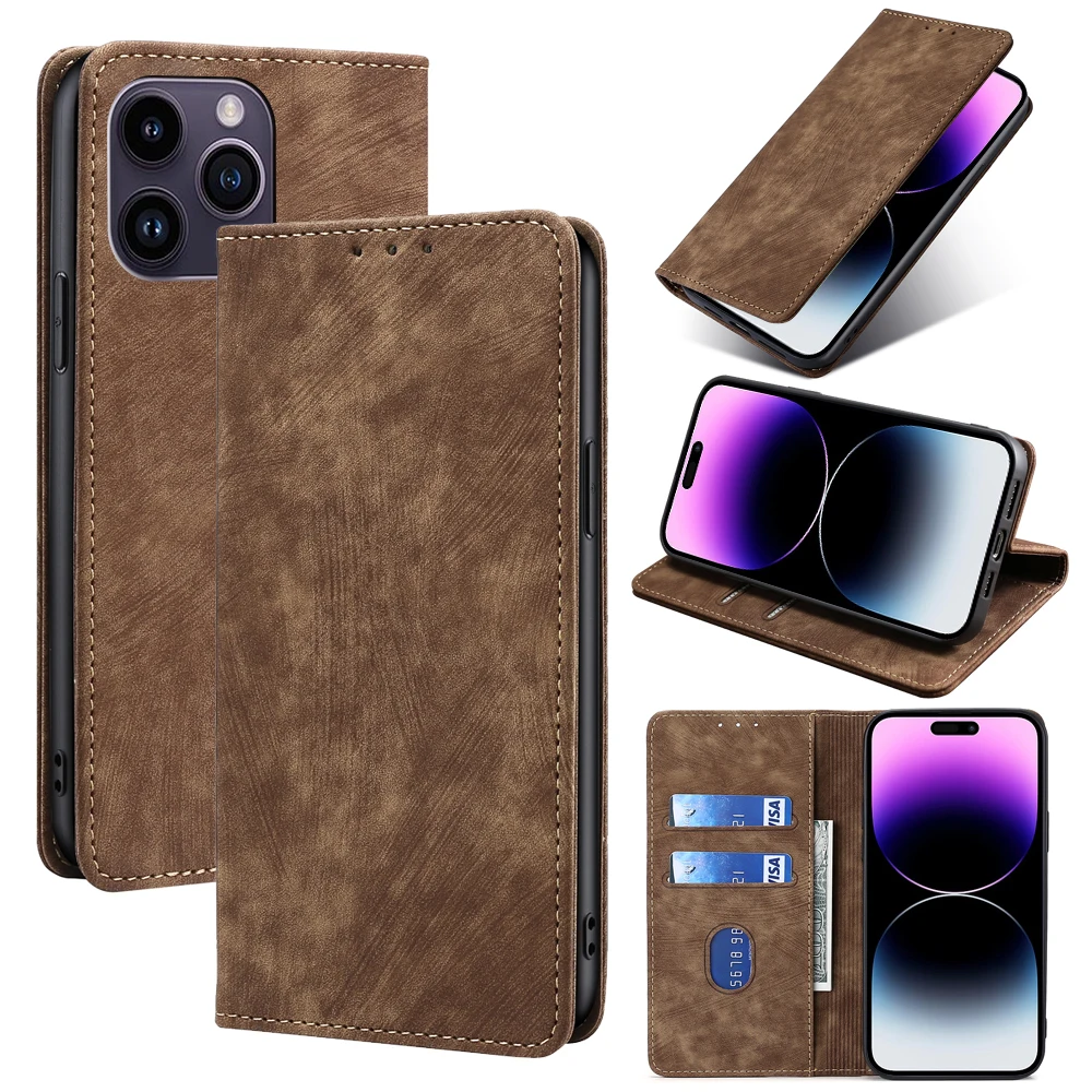 Luxury Bussiness Leather phone Case for iphone 15 14 13 12 11 Pro Max XS X SE3 7 8 6 Case Cover Card Slots Wallet phone bag