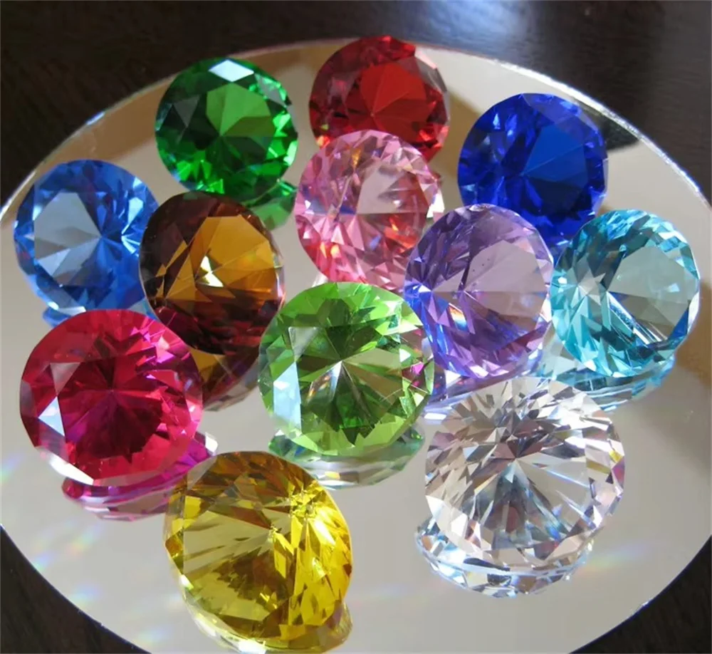 Custom 30mm-80mm color transparent crystal glass diamond paperweight for home decoration decorative arts and crafts