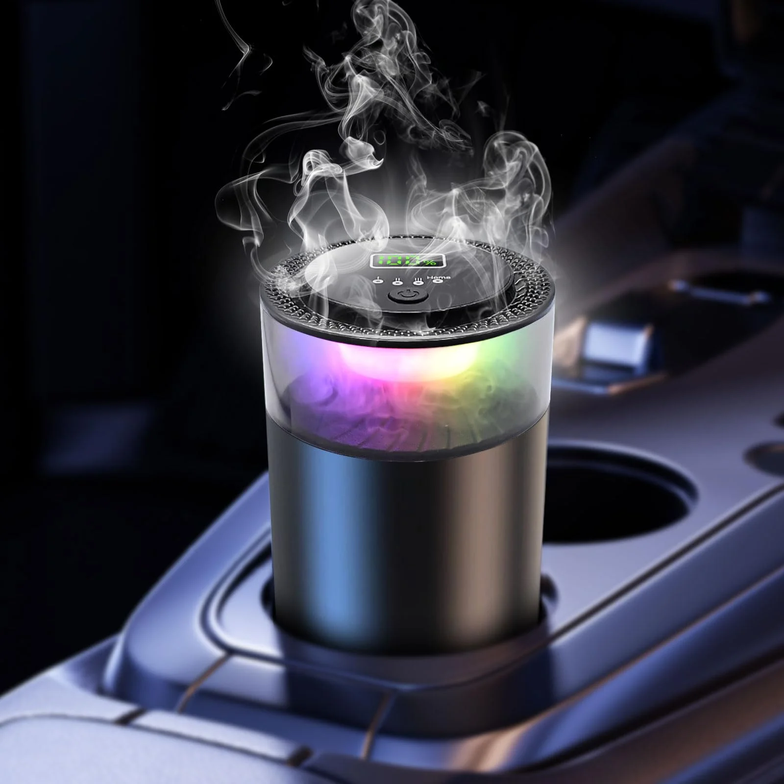 Car Air Freshener Diffuser Colorful Ambient Light Aluminum Alloy Body Smart Car Freshener and 4 Working Light Mode - 3 Mode Adju