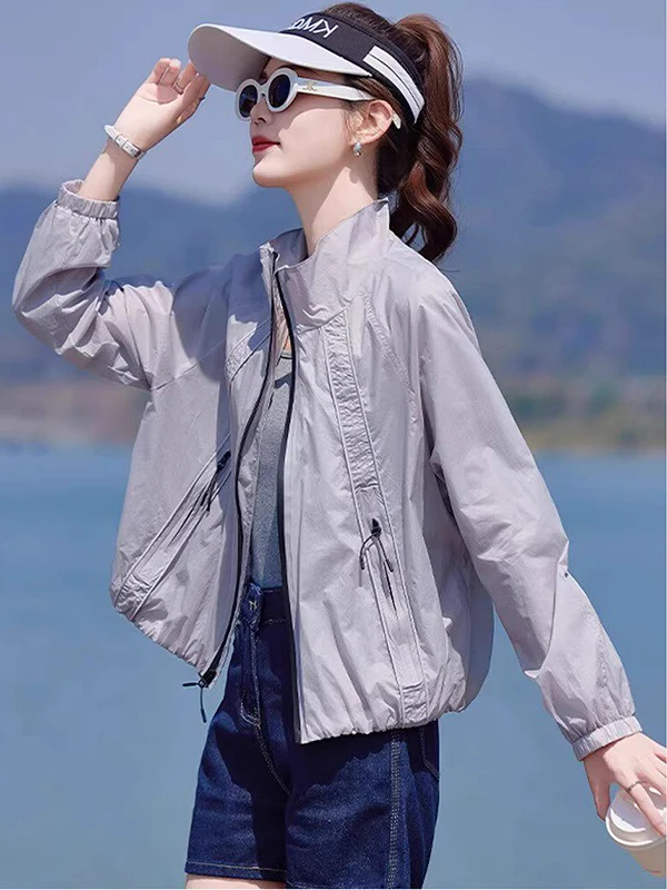 

Fashionable Spring New Arrival Women's Light Weight Sun Protection Outerwear Top Age Defying All Match Design Commute Style