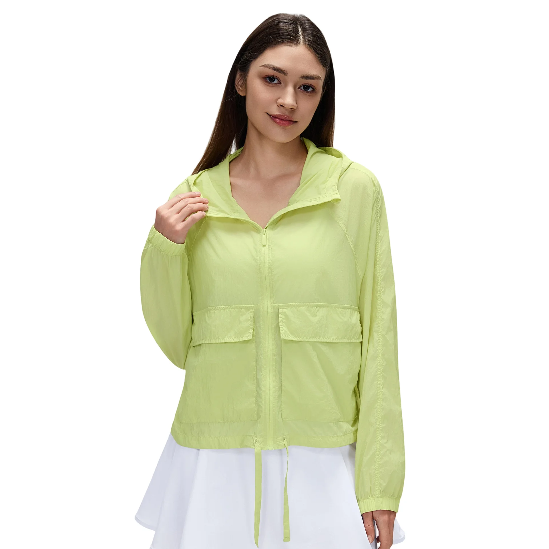 Persnlzn LOGO custom women's outdoor anti-splashing sports jacket spring summer light breathable sunscreen cycling hooded top