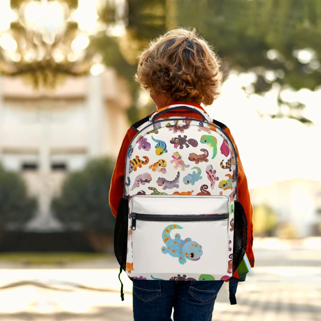 Mochila escolar brilhante gecko para meninas, grande capacidade, estudante, desenhos animados