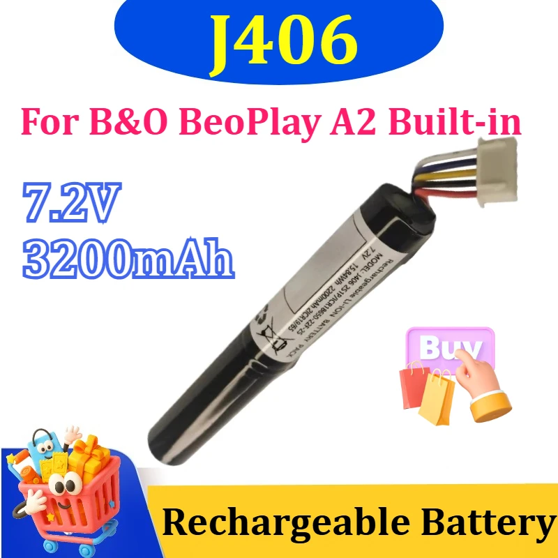 

Новая высококачественная аккумуляторная литиевая батарея J406 7.2V 2200mAh ICR18650-22F-2S для B&O BeoPlay A2, встроенная, перезаряжаемая