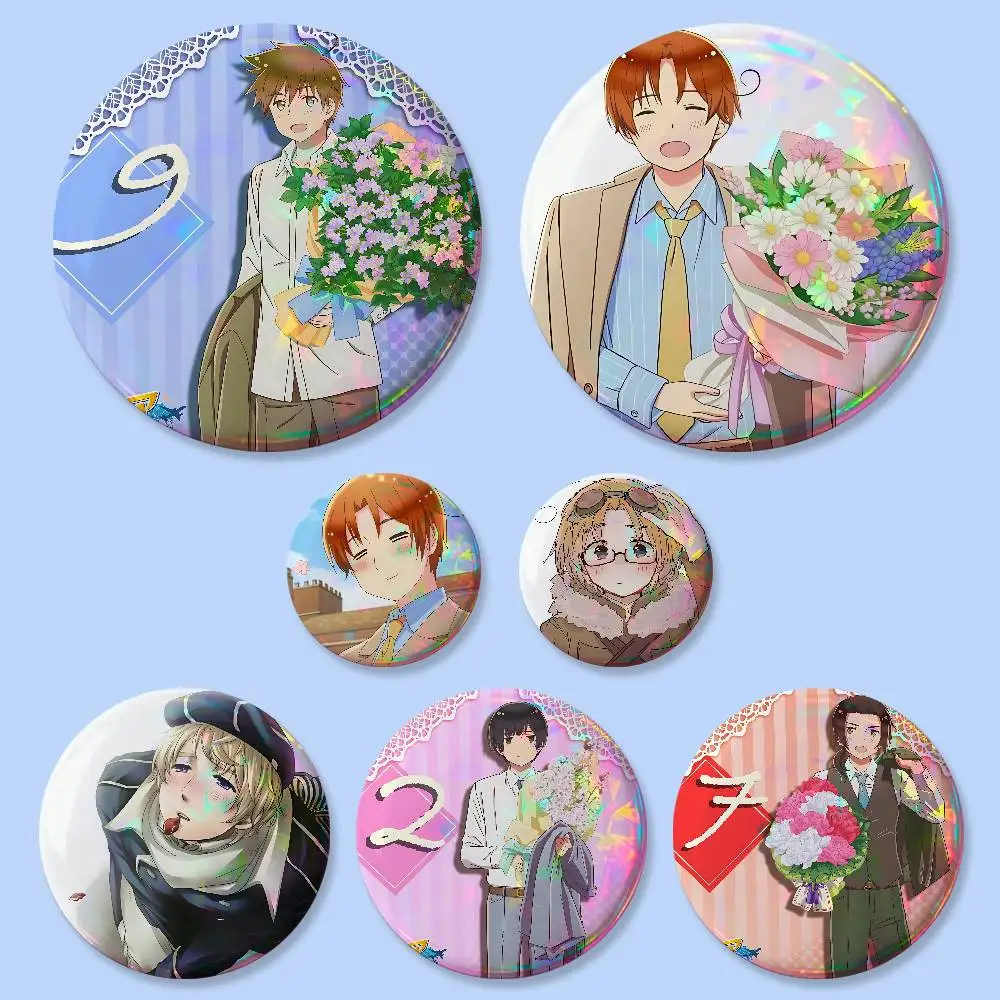 Anime H-Hetalia World Stars Abzeichen, runde, kreative Anstecknadel, Brosche, Taschen-Deko-Accessoires, für Fans, zum Sammeln, als Geschenk für Freunde