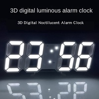 Cute Room Decor 3D LED Digital Alarm Clock Wall Clock Time/date/temperature Suitable for Cute Room Decor Table Bedroom Clocks