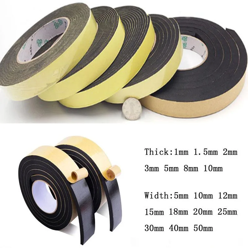 

Sponge sealing strip adhesive waterproof and moisture-proof self-adhesive foam tapeThick 1-10mm Width 5-50mm Length 2/5 meters