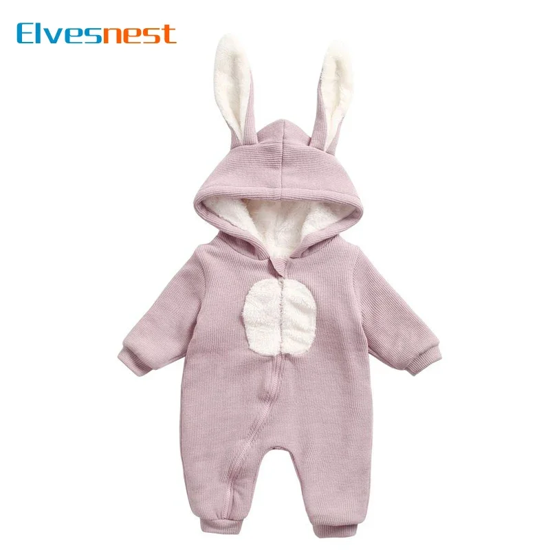 Cartoon Baby Girl Romper Cotton Long Sleeve Hooded Zipper Newborn Baby Clothes Boys Rompers Winter Warm Infant Clothing 1-3Years