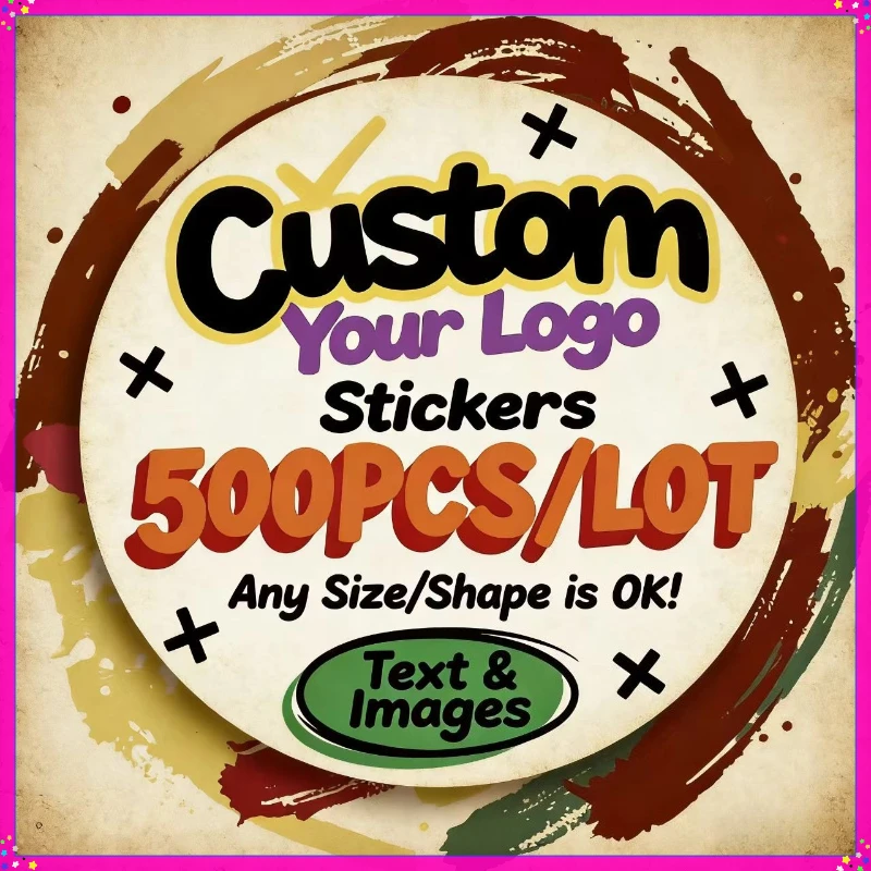 

500PCS Custom Sticker and Customized Logos Wedding Birthday Baptism Design Your Own Logo Stickers Personalize Stickers