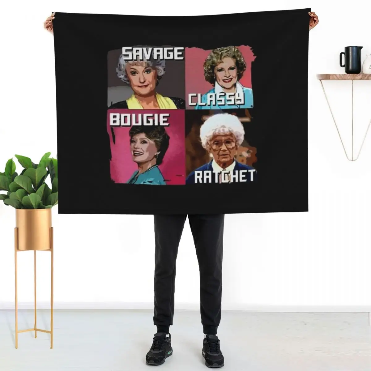 Womens Savage Classy Bougie Ratchet Golden Girls T-Shirt Throw Blanket halloween Sleeping Bag Picnic Blankets