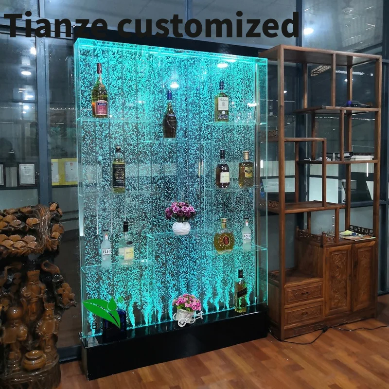 Customized-modern led light colour changing home bar wall wine cabinets