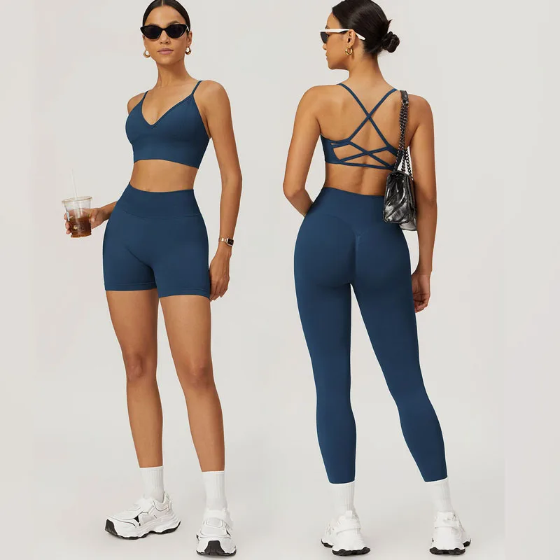 Seamless 2 Pieces Gym Suits Women Yoga Set Running Workout Sets Female Tracksuit Sportswear Fitness Sports Suit Women 7655