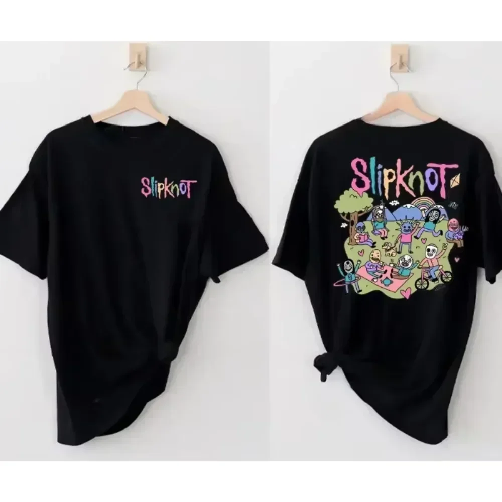 Vintage Slipknots Prepare for Hell Tour Black T-shirt Heavy Metal Rock Band Men Women's Hip Hop Aesthetic Graphic Tshirts Y2k