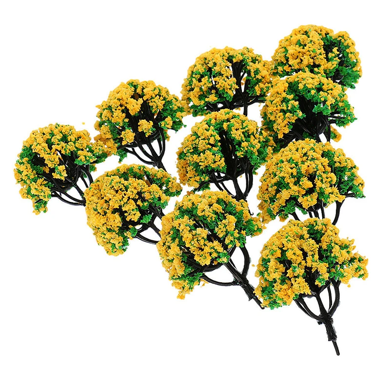 10 Stuks 6 Cm Mini Model Bomen Architectuur Trein Spoorweg Layout Diy Accessoires Wargame Diorama Landschap Zandtafel Decor Speelgoed