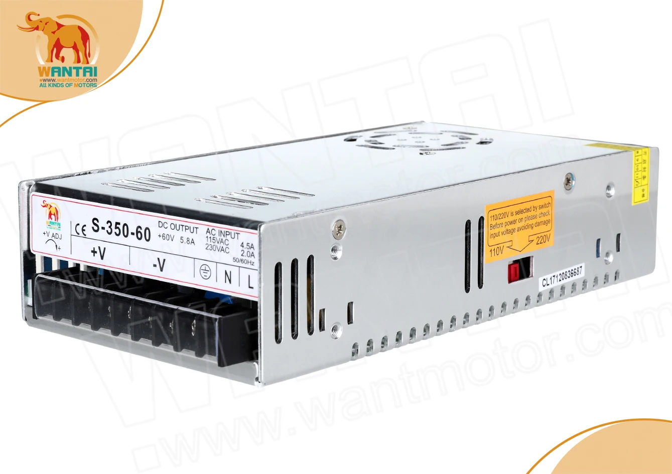 free ship&No tax]  Power supply 350W 60V 0- 5.8A 90～132VAC/180～264VAC  matching DC stepper motors