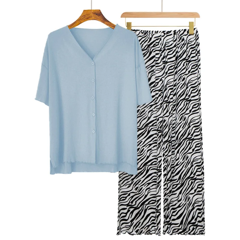 European Long Sleeve Trousers Sets 2026 New Loungewear Women's Sleepwear Two-piece Pajamas Home Suit For Women Modal Nightwear 6