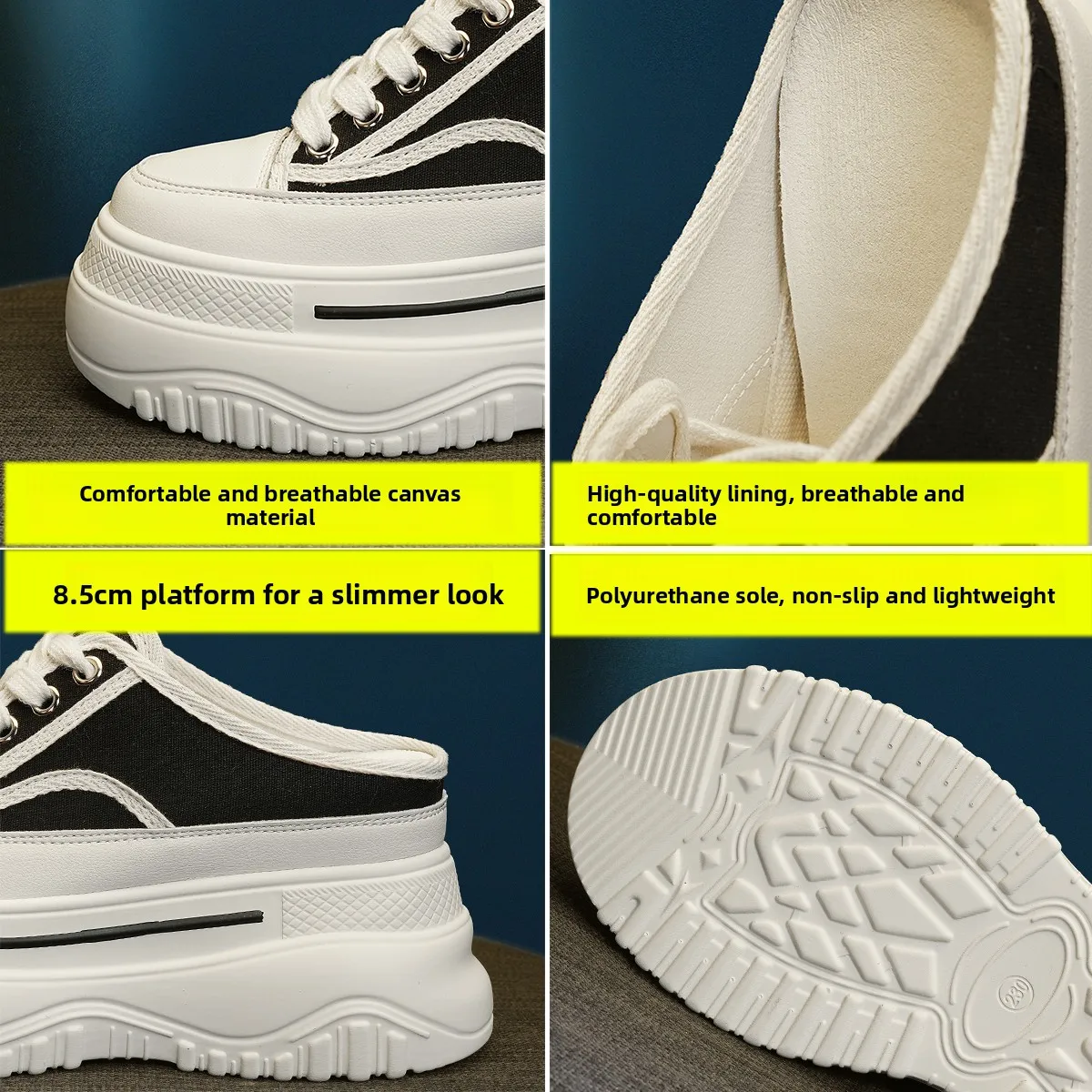 

Женские тапочки с мягкой головкой 8 см, парусиновые летние тапочки на каблуке, новые ленивые удлиняющие oes, корейские однотонные тапочки Par oes