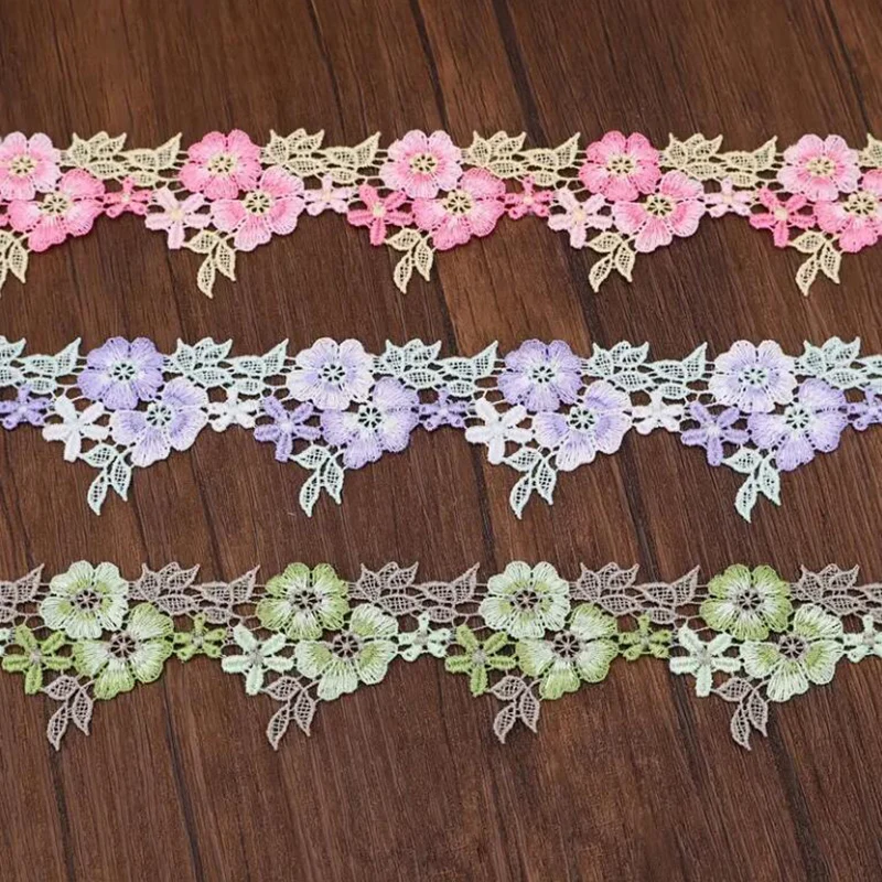 1 Yard Pink Purple Green Fluorescent Rose Venice Lace Various Skirts Bras Clothing Accessories 4.5CM Wide