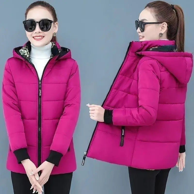 2023 Winter New Women Down Cotton Padded Coat Two Sided Tops Thickened Kept Warm  Padded Jacket Large Size Jacket