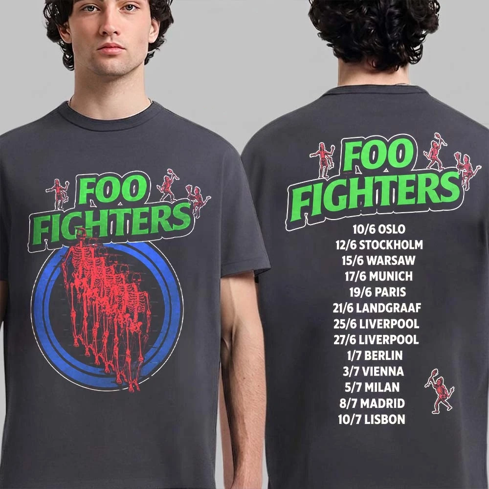 Image of Foo Fighters Take Cover Tour Rock N Roll Merch T-Shirt aus Baumwolle, Herrenbekleidung, Damen-T-Shirts, Y2K Casual Fan Beliebtes Sommer-Tee