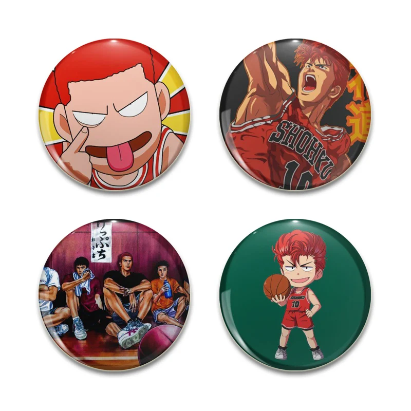 Japanese Popular Anime Slam Dunk Brooche Cartoon Figure Sakuragi Hanamichi/Rukawa Kaede/Hisashi Mitsui Cosplay Badge Fashion Pin