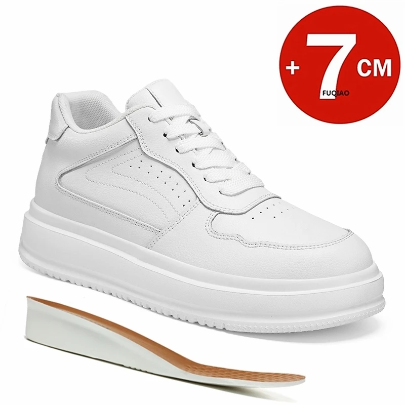 

7CM Height Increasing Casual Shoes for Men & Women Leather Breathable Comfortable Elevator Sneakers Lightweight Fashion Sports