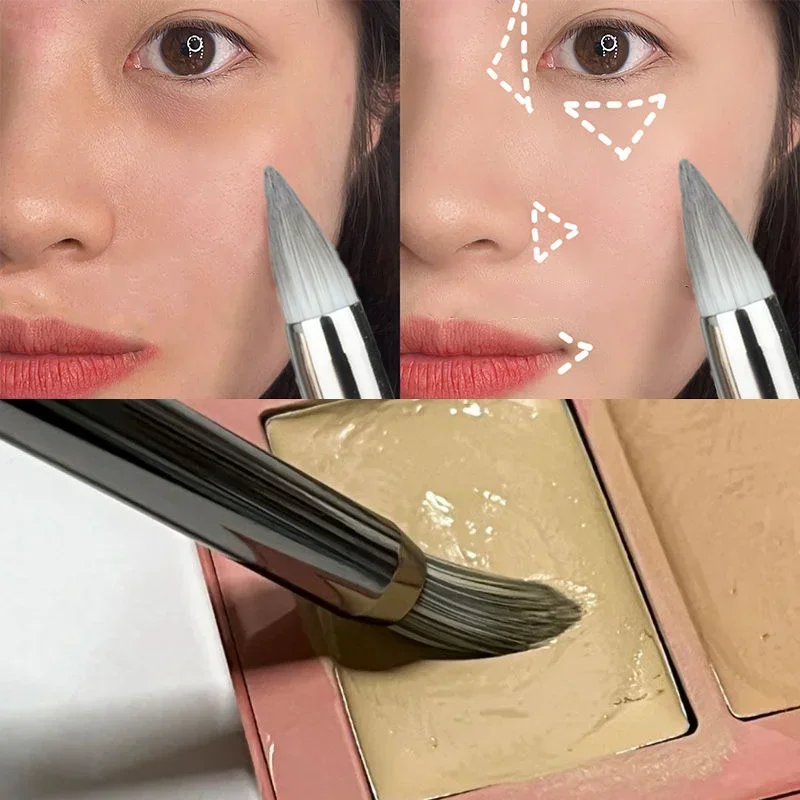 Pincel corrector con punta de lápiz, brillo de arrugas, patrón de decreto, bolsa para ojos, corrector, máscara, base, brochas de maquillaje, herramienta de belleza