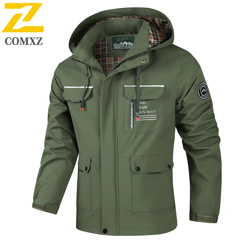

2025 New Men Casual Jacket Spring and Autumn Comfortable Breathable Workwear Hooded Jacket Loose Outdoor Travel Commuting Jacket