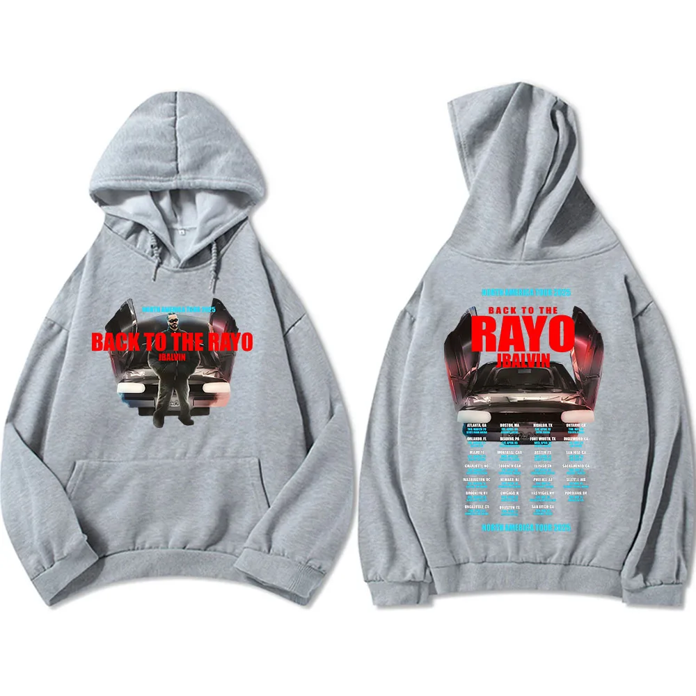 J Balvin Back To The Rayo JBalvinTour 2025 Hoodie MensClothes Winter Hooded Fashion Graphic Sweatshirt Hip Hop Unisex Streetwear