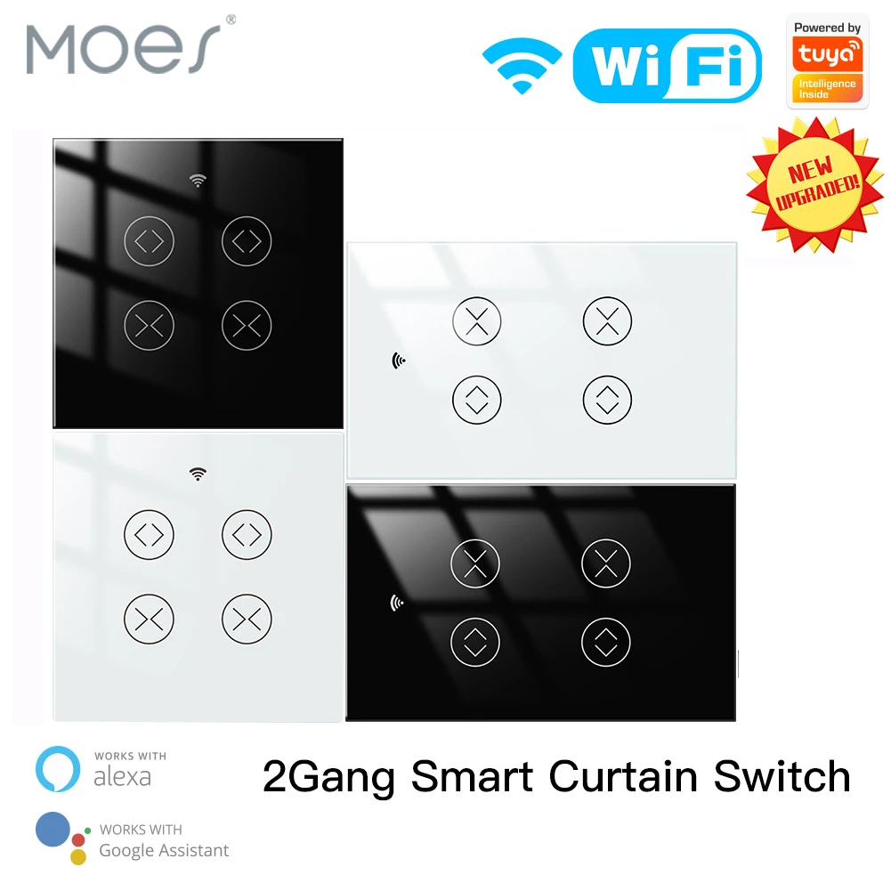 MOES WiFi Smart Curtain Blind Switch for Electric Motorized Tuya Curtain Roller Shutter Alexa Echo Google Home Voice Control