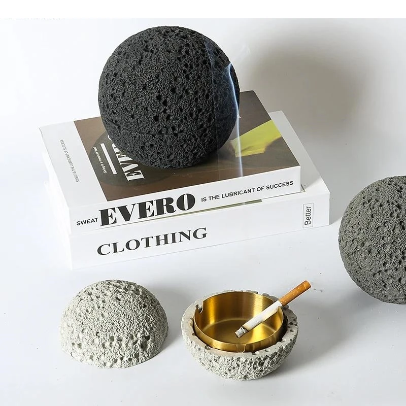 

European Style Multifunctional Cement Ashtray Office Study Room Decoration Large Capacity Windproof Art Crafts